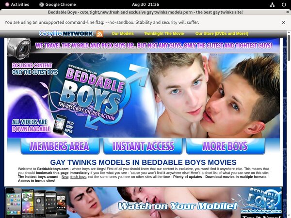 Beddable Boys Pay With Paypal
