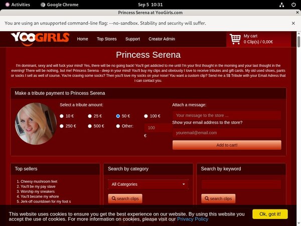 Free Princess Serena Trial Memberships