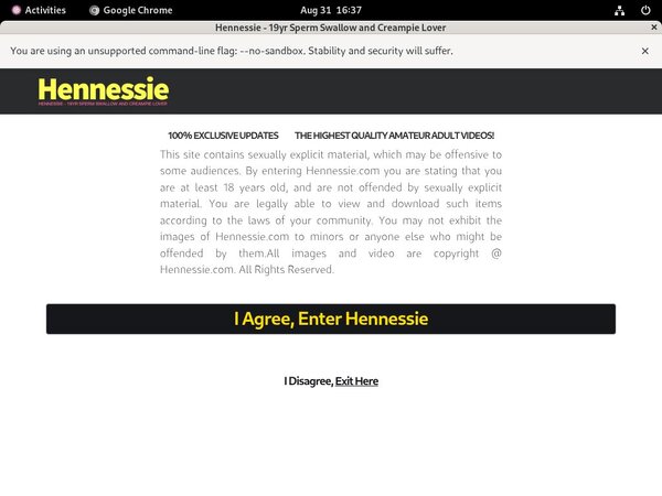 Hennessie Sign Up Page